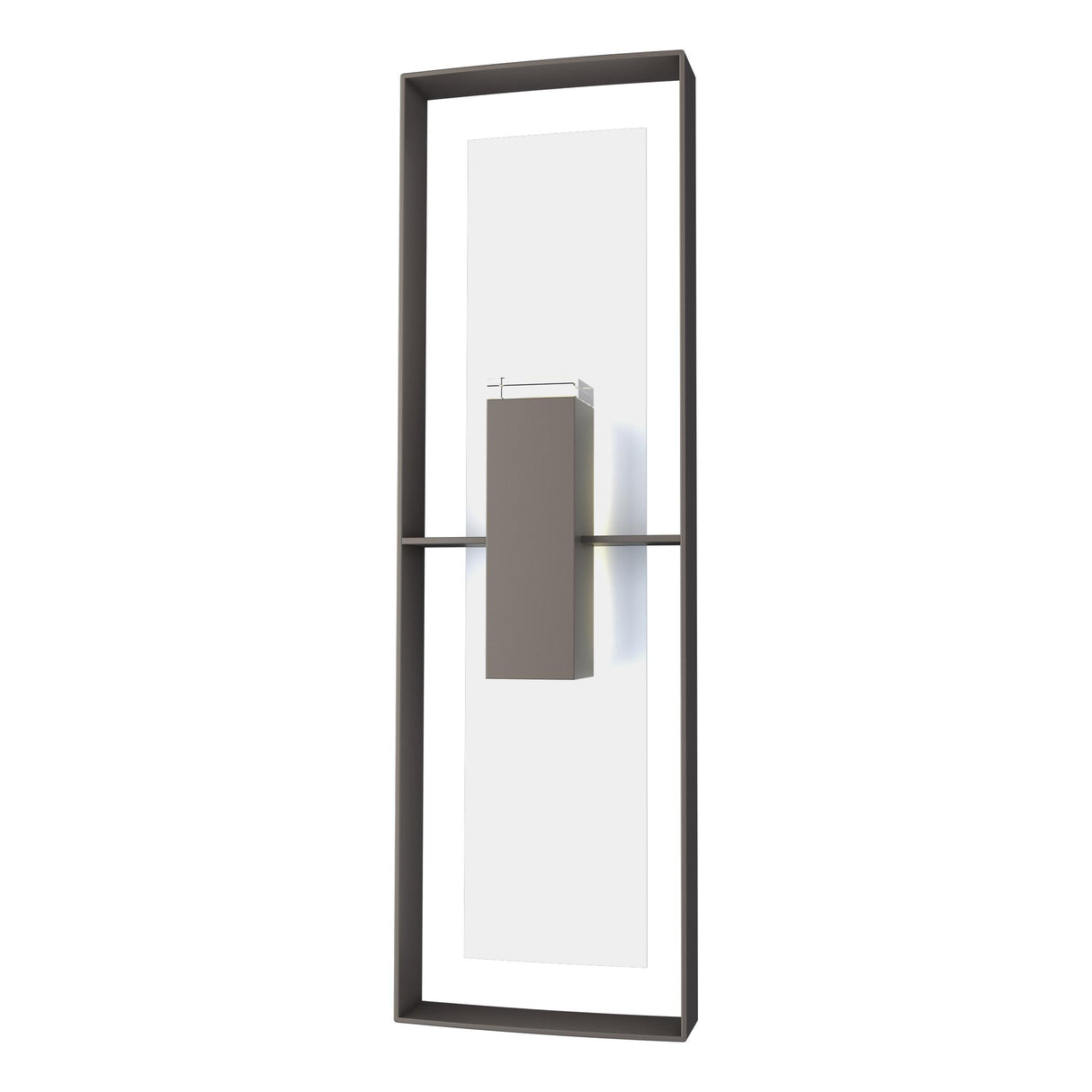 Hubbardton Forge 2020 Coastal Dark Smoke Coastal White Clear Glass (ZM) Shadow Box Tall Outdoor Sconce