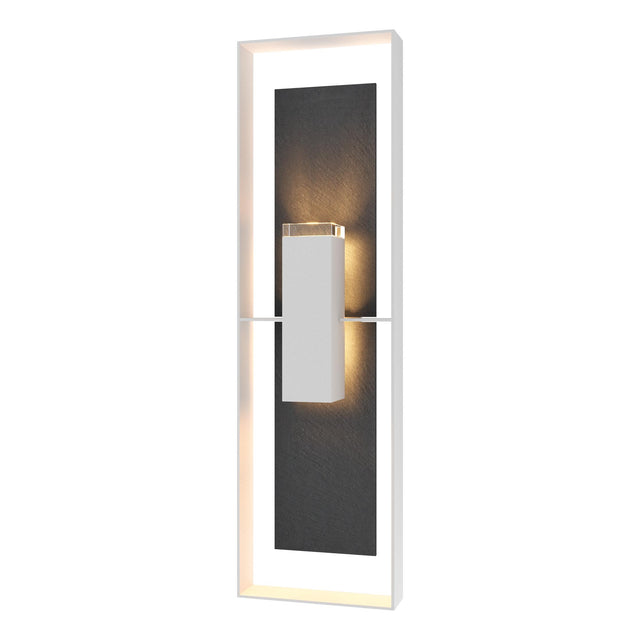 Hubbardton Forge 2024 Coastal White Slate Clear Glass (ZM) Shadow Box Extra Tall w/Slate Outdoor Sconce