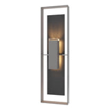 Hubbardton Forge 2024 Coastal Burnished Steel Slate Clear Glass (ZM) Shadow Box Extra Tall w/Slate Outdoor Sconce