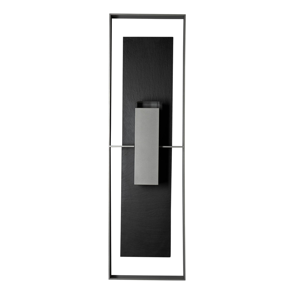 Hubbardton Forge 2024 Coastal Burnished Steel Slate Clear Glass (ZM) Shadow Box Extra Tall w/Slate Outdoor Sconce