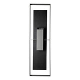 Hubbardton Forge 2024 Coastal Burnished Steel Slate Clear Glass (ZM) Shadow Box Extra Tall w/Slate Outdoor Sconce