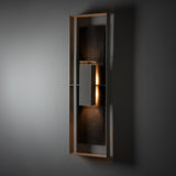 Hubbardton Forge 2024 Coastal Burnished Steel Slate Clear Glass (ZM) Shadow Box Extra Tall w/Slate Outdoor Sconce