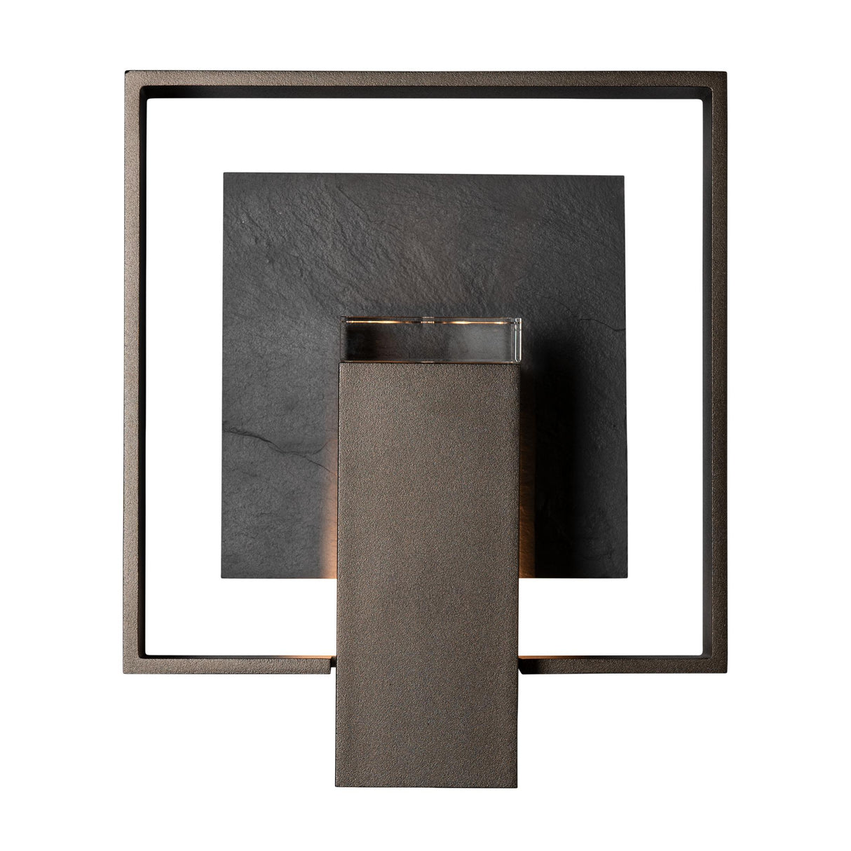 Hubbardton Forge 2025 Coastal Oil Rubbed Bronze Slate Clear Glass (ZM) Shadow Box Small w/Slate Dark Sky Friendly Outdoor Sconce