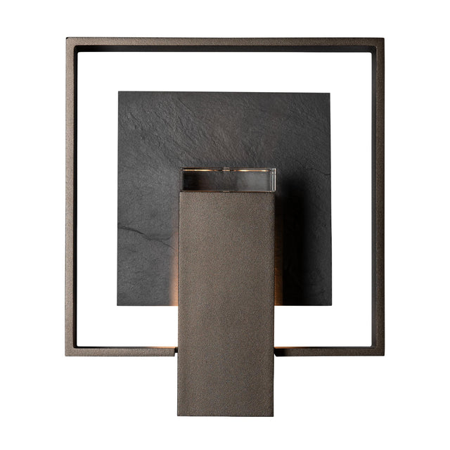 Hubbardton Forge 2025 Coastal Oil Rubbed Bronze Slate Clear Glass (ZM) Shadow Box Small w/Slate Dark Sky Friendly Outdoor Sconce