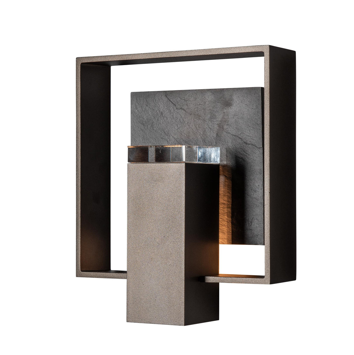 Hubbardton Forge 2025 Coastal Oil Rubbed Bronze Slate Clear Glass (ZM) Shadow Box Small w/Slate Dark Sky Friendly Outdoor Sconce