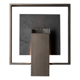 Hubbardton Forge 2025 Coastal Oil Rubbed Bronze Slate Clear Glass (ZM) Shadow Box Medium w/Slate Dark Sky Friendly Outdoor Sconce