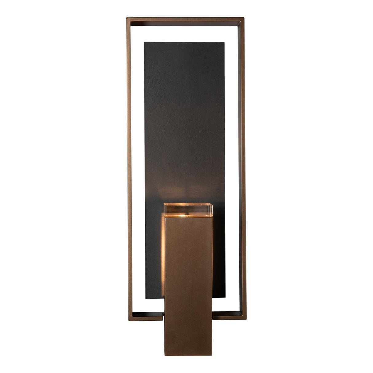 Hubbardton Forge 2025 Coastal Bronze Slate Clear Glass (ZM) Shadow Box Large w/Slate Dark Sky Friendly Outdoor Sconce