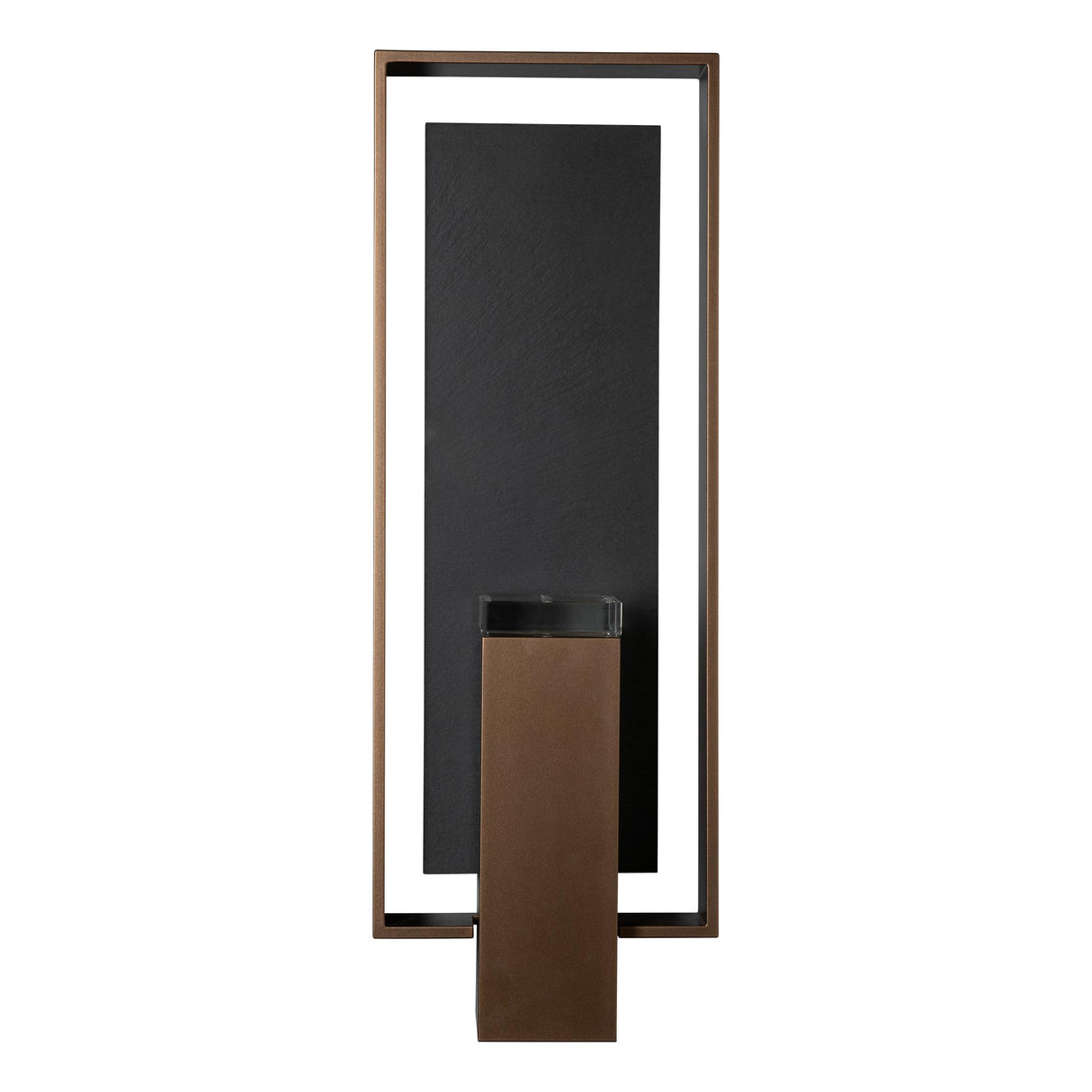 Hubbardton Forge 2025 Coastal Bronze Slate Clear Glass (ZM) Shadow Box Large w/Slate Dark Sky Friendly Outdoor Sconce