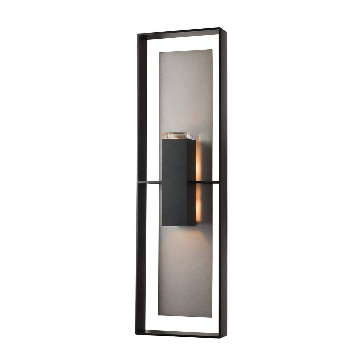 Hubbardton Forge 2025 Coastal Black Coastal Burnished Steel Clear Glass (ZM) Shadow Box Tall Dark Sky Friendly Outdoor Sconce