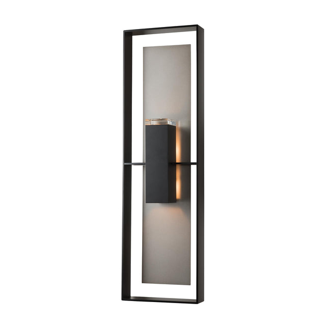 Hubbardton Forge 2025 Coastal Black Coastal Burnished Steel Clear Glass (ZM) Shadow Box Tall Dark Sky Friendly Outdoor Sconce