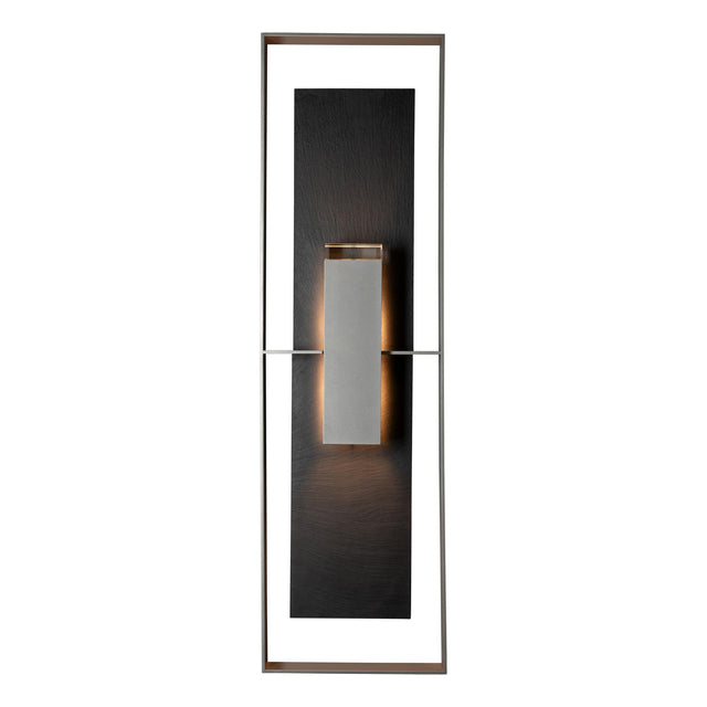 Hubbardton Forge 2025 Coastal Burnished Steel Slate Clear Glass (ZM) Shadow Box Extra Tall w/Slate Dark Sky Friendly Outdoor Sconce