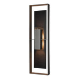Hubbardton Forge 2025 Coastal Burnished Steel Slate Clear Glass (ZM) Shadow Box Extra Tall w/Slate Dark Sky Friendly Outdoor Sconce
