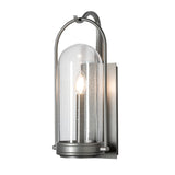 Hubbardton Forge 2025 Coastal Burnished Steel Seeded Clear Glass (II) Davis Small Outdoor Sconce