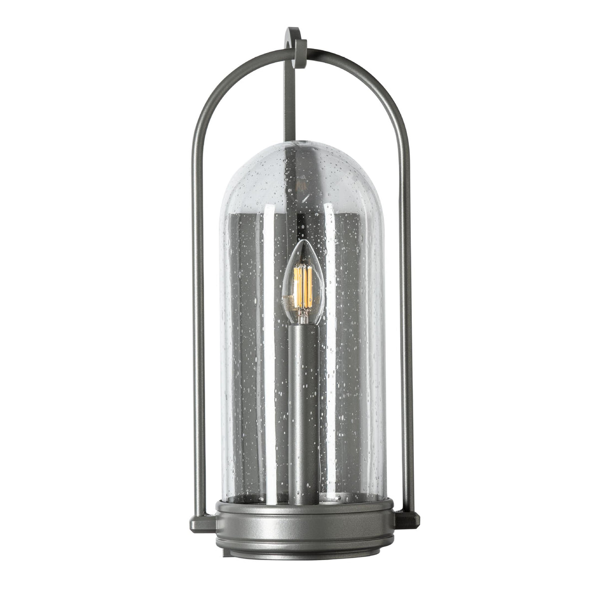 Hubbardton Forge 2025 Coastal Burnished Steel Seeded Clear Glass (II) Davis Small Outdoor Sconce