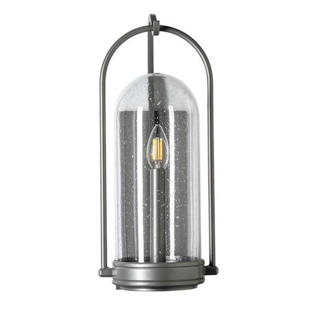 Hubbardton Forge 2025 Coastal Burnished Steel Seeded Clear Glass (II) Davis Small Outdoor Sconce