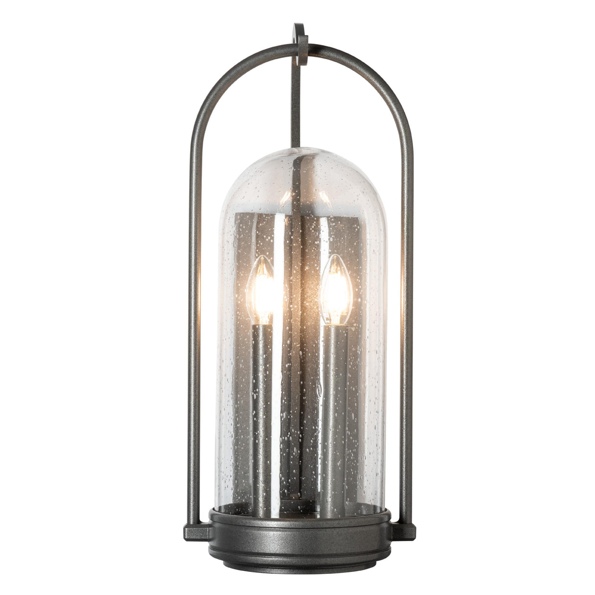 Hubbardton Forge 2025 Coastal Natural Iron Seeded Clear Glass (II) Davis Medium Outdoor Sconce