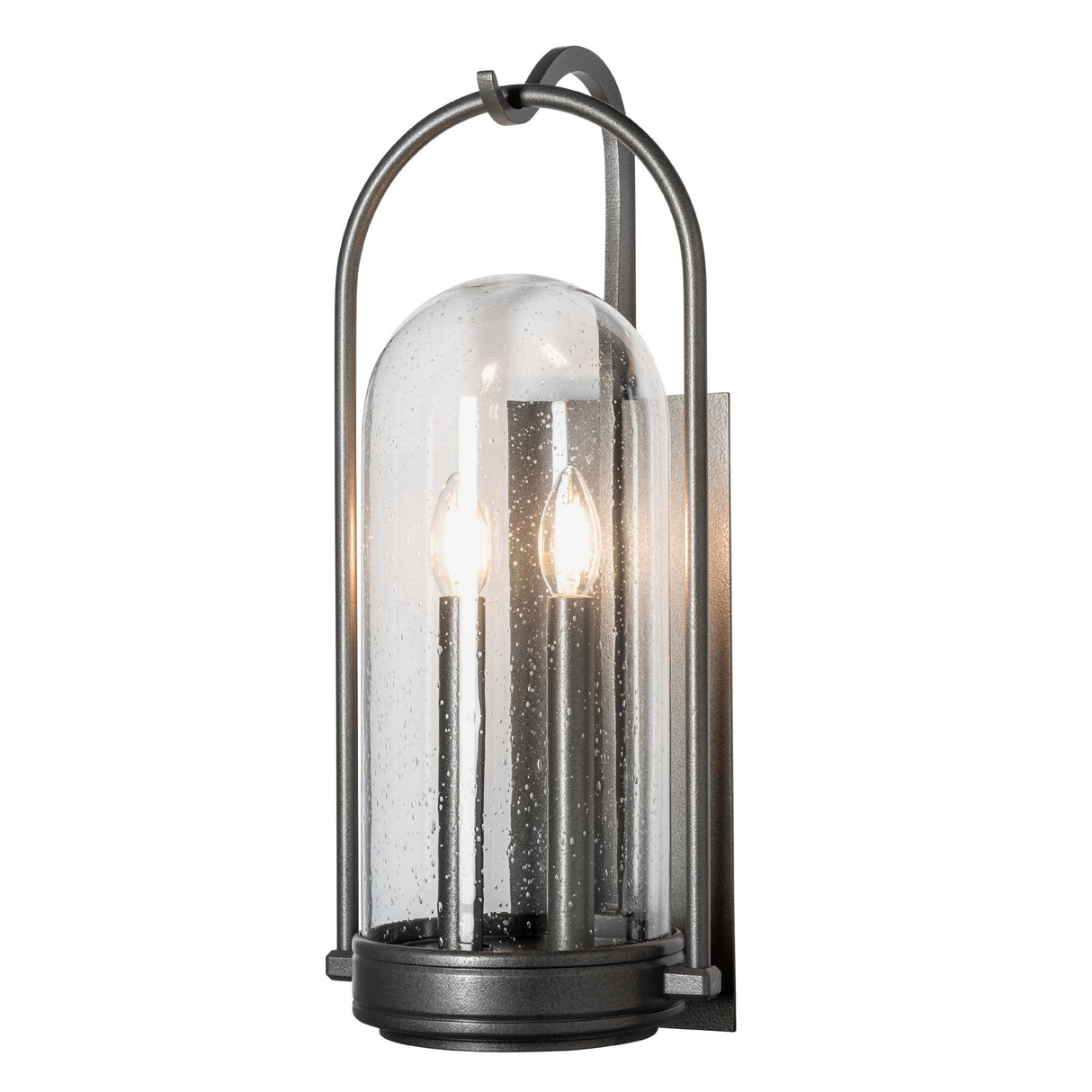 Hubbardton Forge 2025 Coastal Natural Iron Seeded Clear Glass (II) Davis Medium Outdoor Sconce