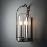Hubbardton Forge 2025 Coastal Natural Iron Seeded Clear Glass (II) Davis Medium Outdoor Sconce