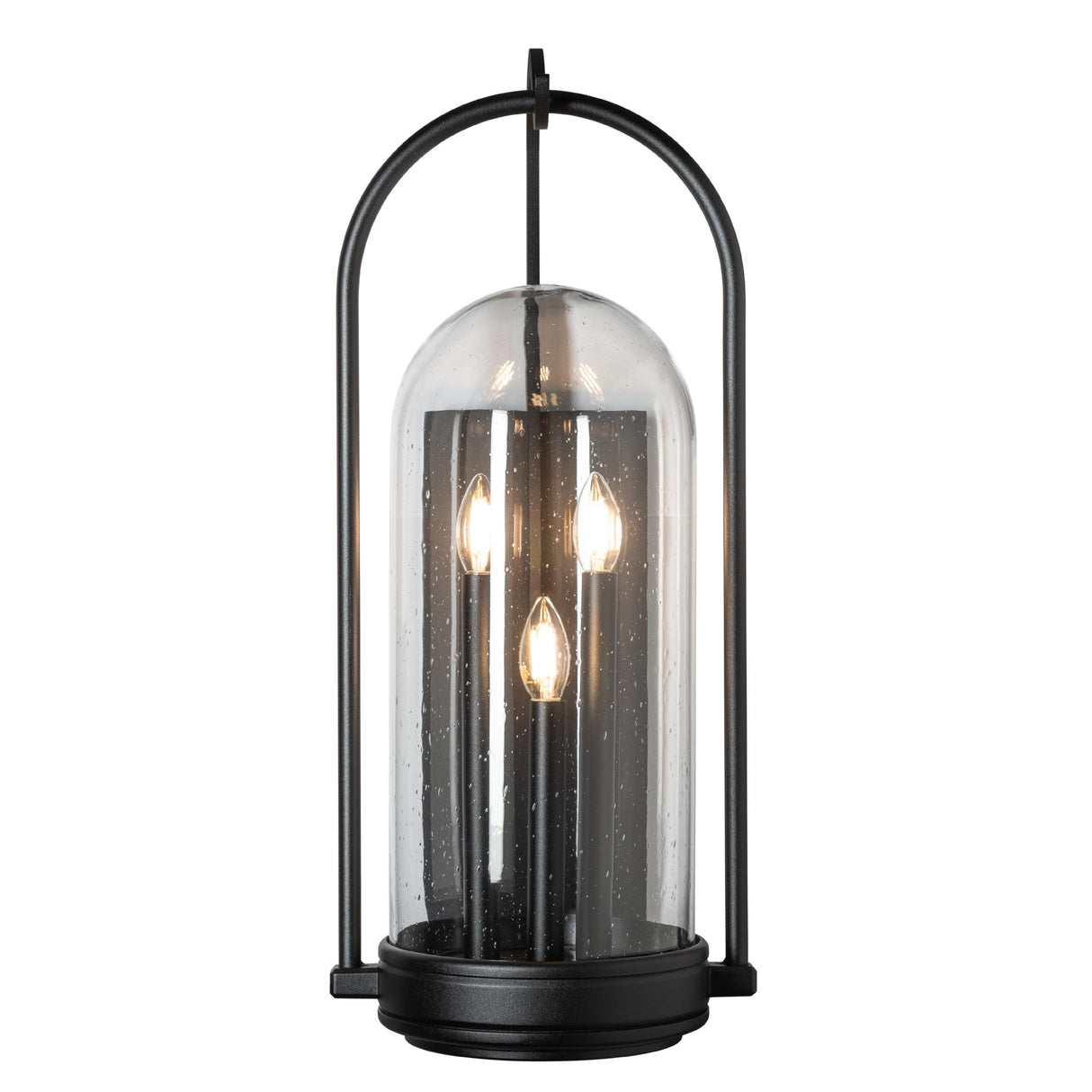 Hubbardton Forge 2025 Coastal Black Seeded Clear Glass (II) Davis Large Outdoor Sconce