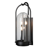 Hubbardton Forge 2025 Coastal Black Seeded Clear Glass (II) Davis Large Outdoor Sconce