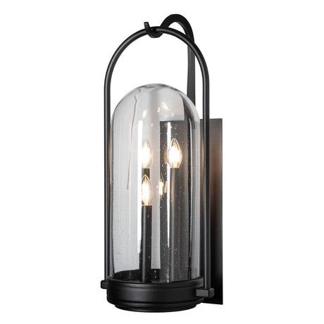 Hubbardton Forge 2025 Coastal Black Seeded Clear Glass (II) Davis Large Outdoor Sconce