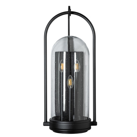 Hubbardton Forge 2025 Coastal Black Seeded Clear Glass (II) Davis Large Outdoor Sconce