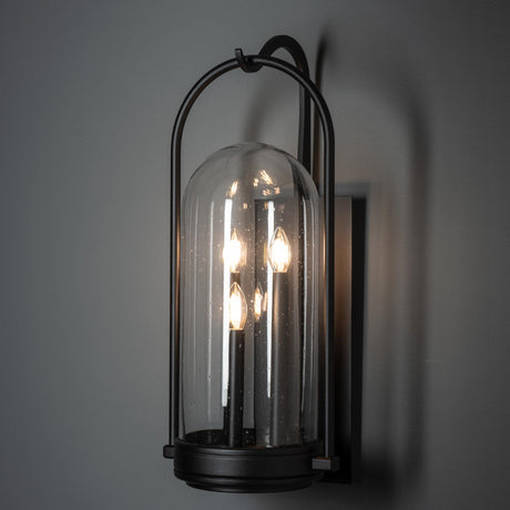 Hubbardton Forge 2025 Coastal Black Seeded Clear Glass (II) Davis Large Outdoor Sconce