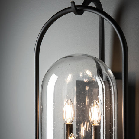 Hubbardton Forge 2025 Coastal Black Seeded Clear Glass (II) Davis Large Outdoor Sconce