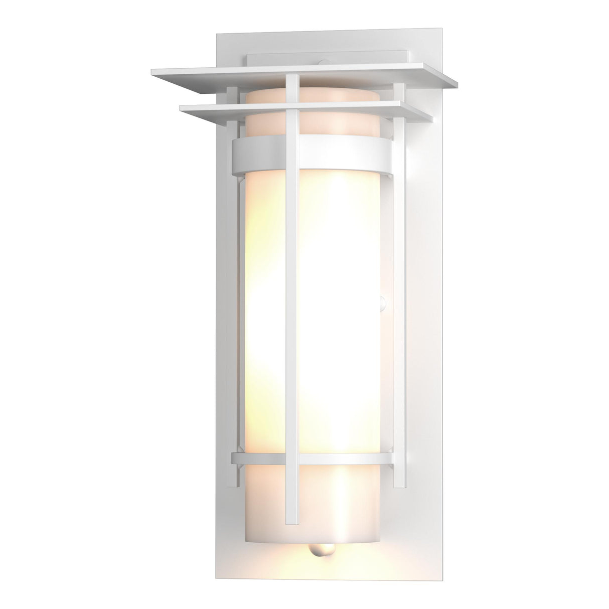 Hubbardton Forge 2003 Coastal White Opal Glass (GG) Banded with Top Plate Small Outdoor Sconce
