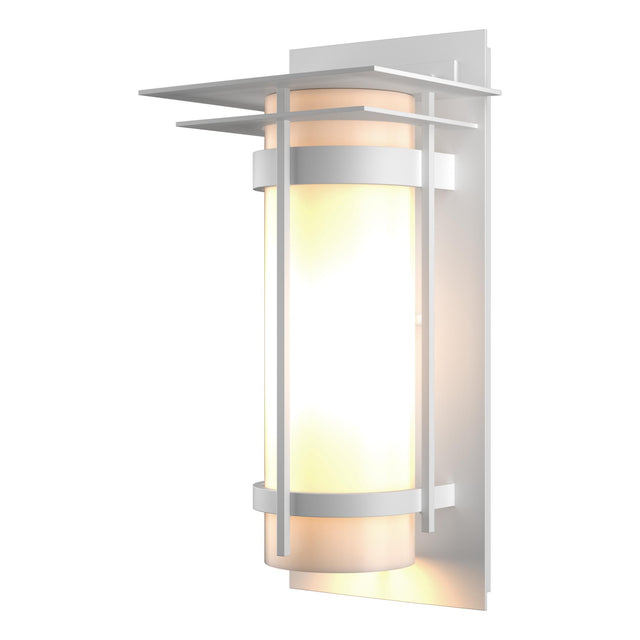 Hubbardton Forge 2003 Coastal White Opal Glass (GG) Banded with Top Plate Outdoor Sconce