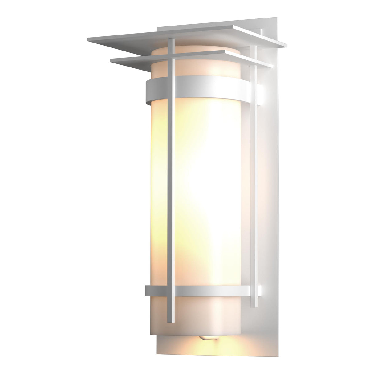 Hubbardton Forge 2003 Coastal White Opal Glass (GG) Banded with Top Plate Large Outdoor Sconce