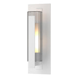 Hubbardton Forge 2020 Coastal White Clear Glass with Opal Diffuser (ZU) Vertical Bar Fluted Glass Medium Outdoor Sconce