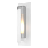 Hubbardton Forge 2020 Coastal White Clear Glass with Opal Diffuser (ZU) Vertical Bar Fluted Glass Large Outdoor Sconce