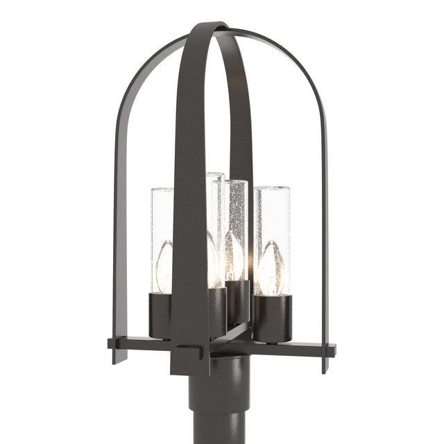 Hubbardton Forge 2024 Oil Rubbed Bronze Seeded Clear Glass (II) Triomphe Post Light