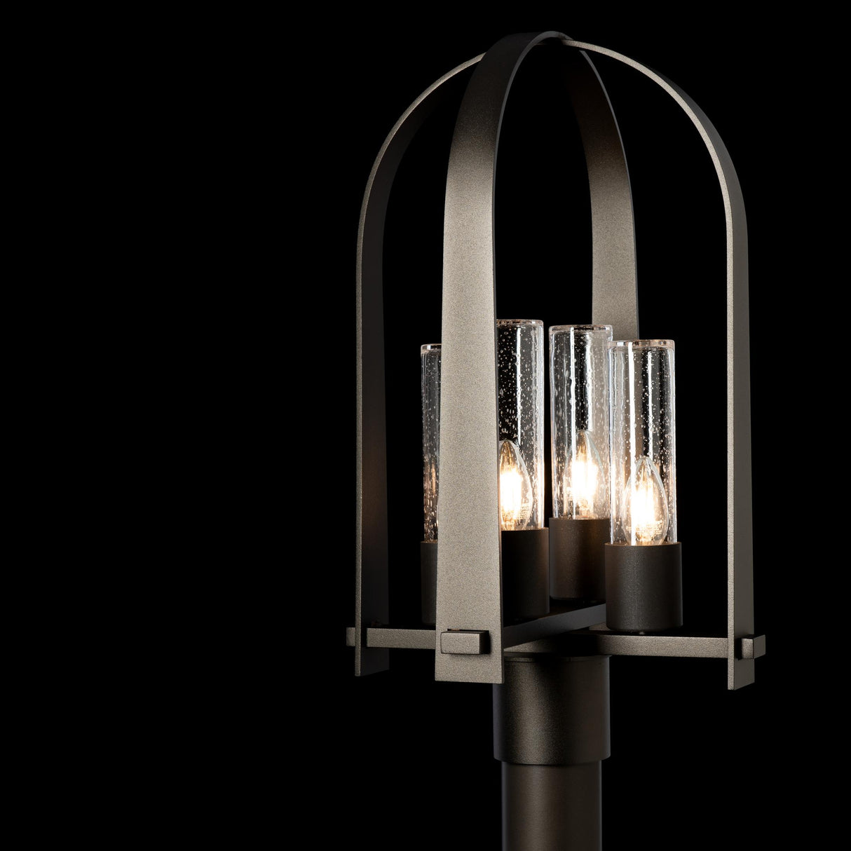 Hubbardton Forge 2024 Oil Rubbed Bronze Seeded Clear Glass (II) Triomphe Post Light