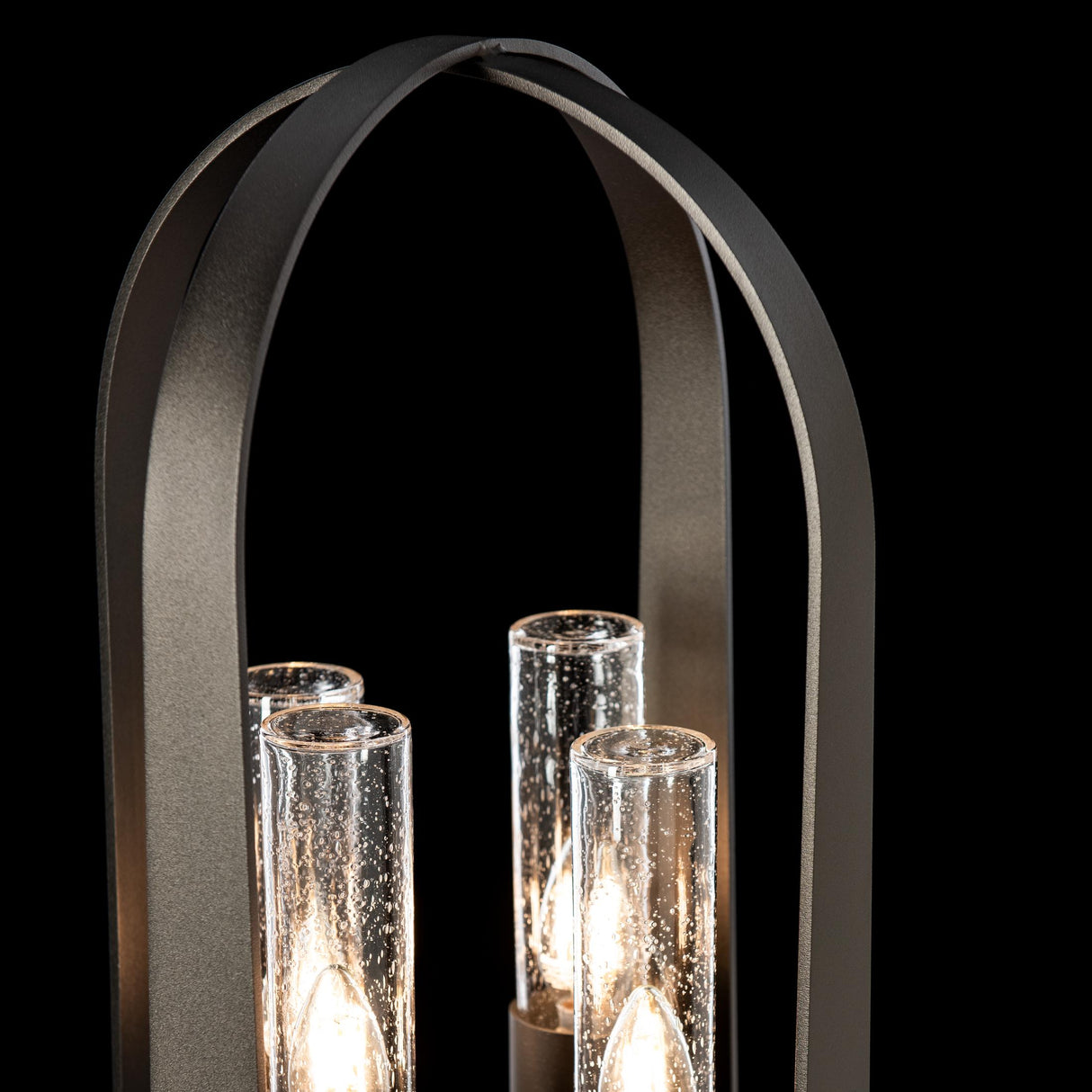 Hubbardton Forge 2024 Oil Rubbed Bronze Seeded Clear Glass (II) Triomphe Post Light