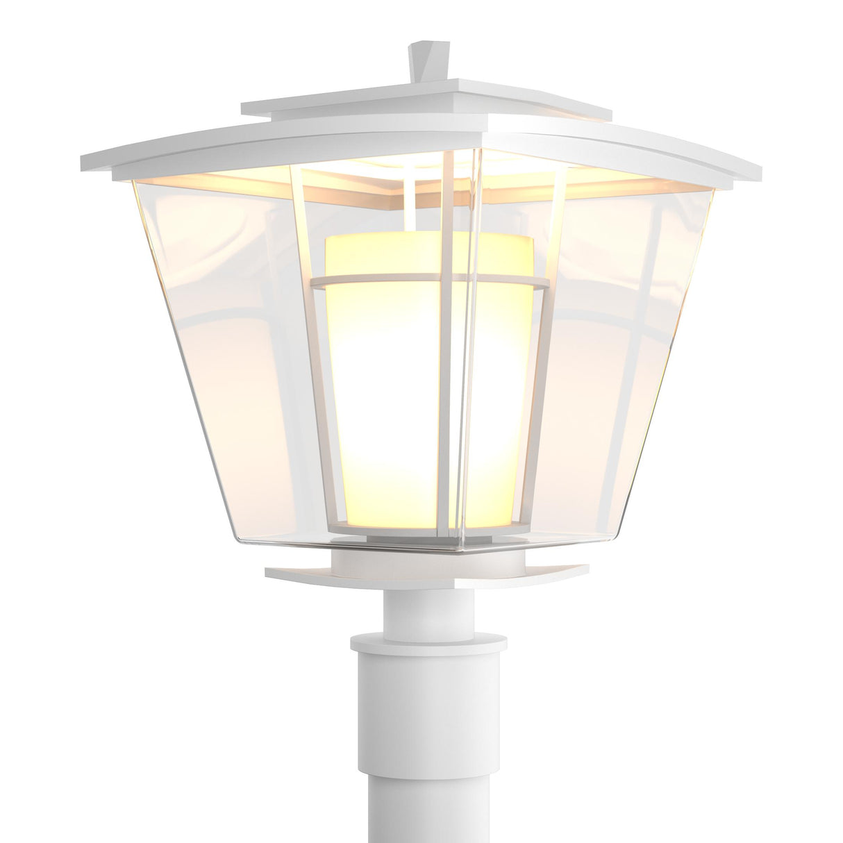 Hubbardton Forge 2010 Coastal White Clear Glass with Opal Diffuser (ZU) Beacon Hall Outdoor Post Light
