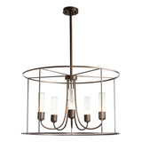 Hubbardton Forge 2016 Coastal Bronze Seeded Clear Glass (II) Multi Portico Drum Outdoor Pendant