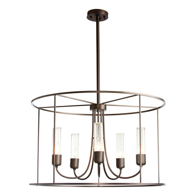Hubbardton Forge 2016 Coastal Bronze Seeded Clear Glass (II) Multi Portico Drum Outdoor Pendant
