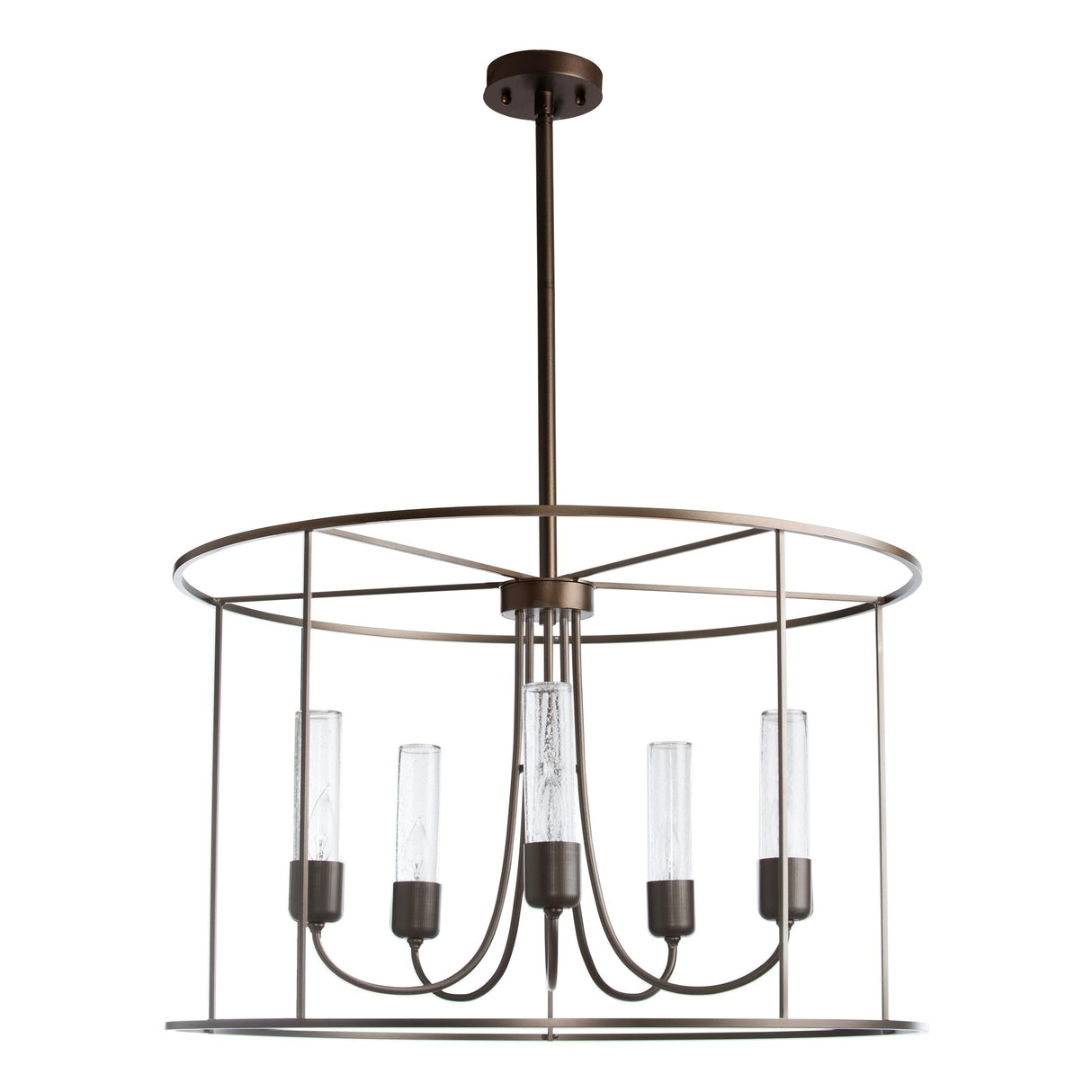 Hubbardton Forge 2016 Coastal Bronze Seeded Clear Glass (II) Multi Portico Drum Outdoor Pendant