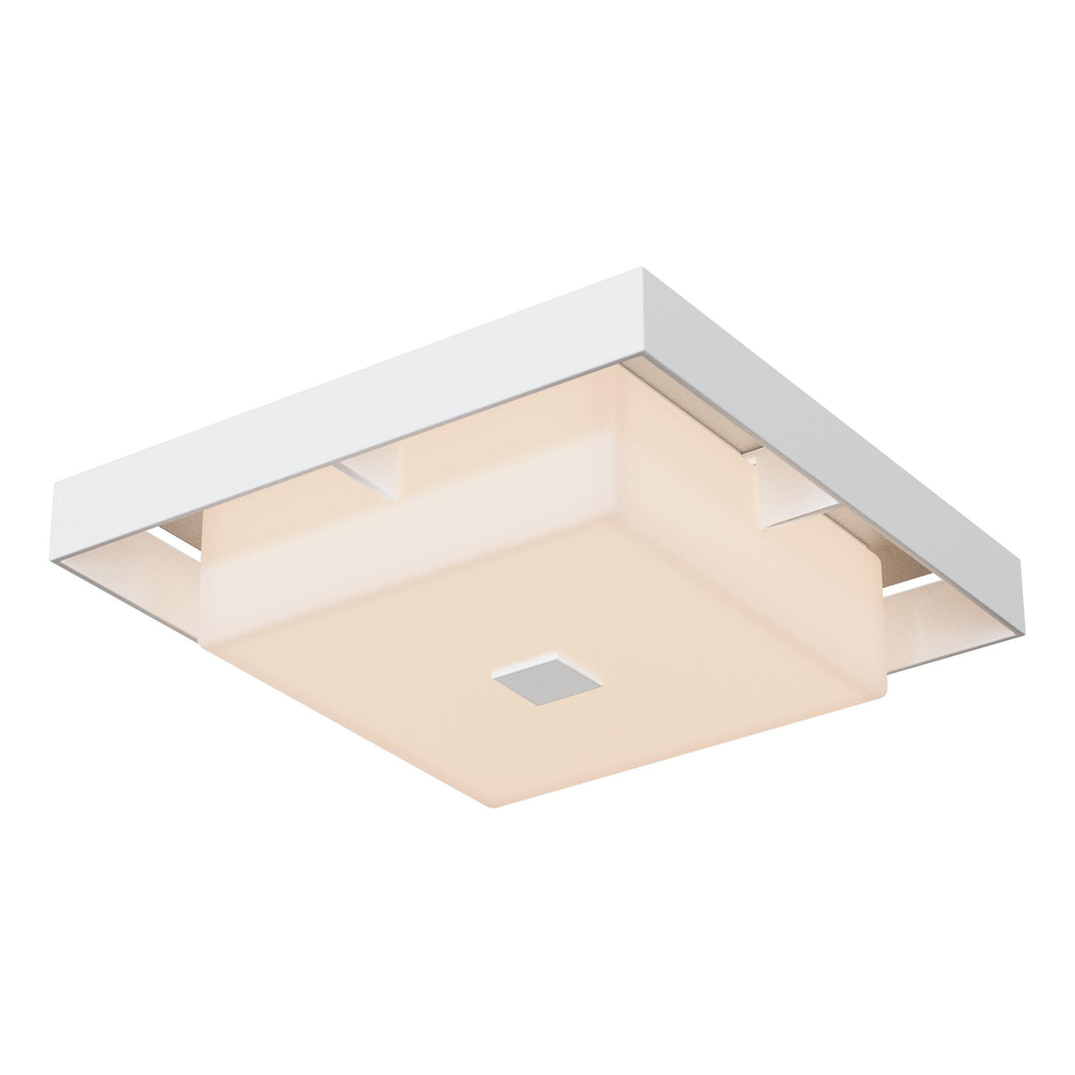 Hubbardton Forge 2024 Coastal White Coastal Burnished Steel Opal Glass (GG) Shadow Box Small Outdoor Flush Mount