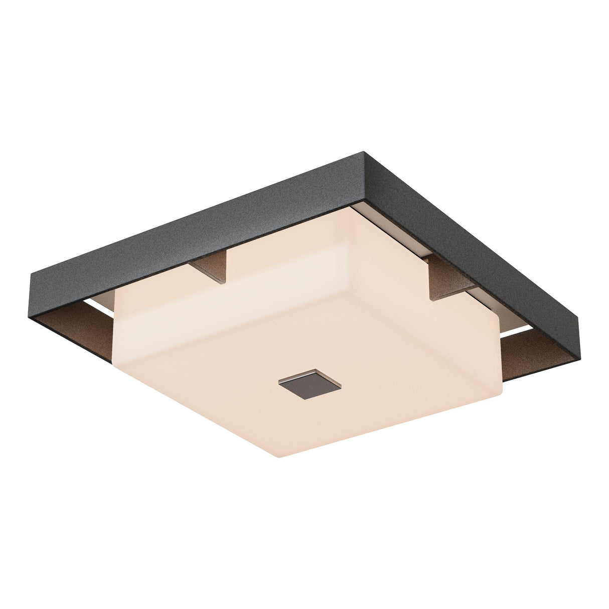 Hubbardton Forge 2024 Natural Iron Coastal Burnished Steel Opal Glass (GG) Shadow Box Small Outdoor Flush Mount