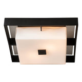 Hubbardton Forge 2024 Coastal Black Coastal Burnished Steel Opal Glass (GG) Shadow Box Small Outdoor Flush Mount