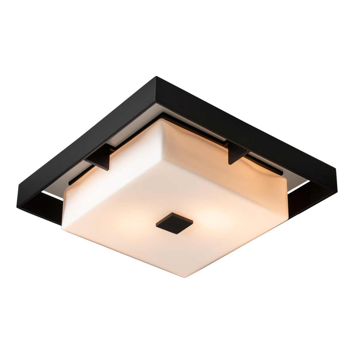 Hubbardton Forge 2024 Coastal Black Coastal Burnished Steel Opal Glass (GG) Shadow Box Small Outdoor Flush Mount