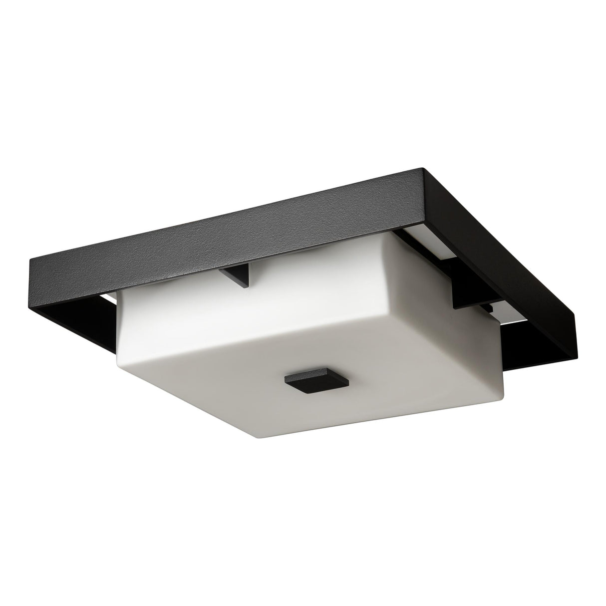 Hubbardton Forge 2024 Coastal Black Coastal Burnished Steel Opal Glass (GG) Shadow Box Small Outdoor Flush Mount