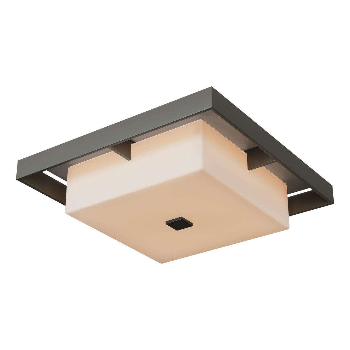 Hubbardton Forge 2024 Coastal Dark Smoke Coastal Burnished Steel Opal Glass (GG) Shadow Box Large Outdoor Flush Mount