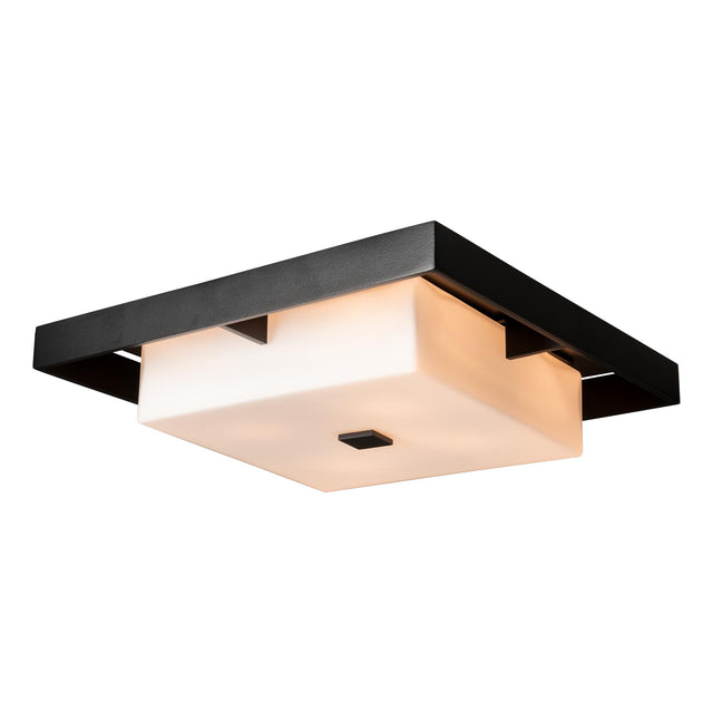 Hubbardton Forge 2024 Coastal Black Coastal Dark Smoke Opal Glass (GG) Shadow Box Large Outdoor Flush Mount