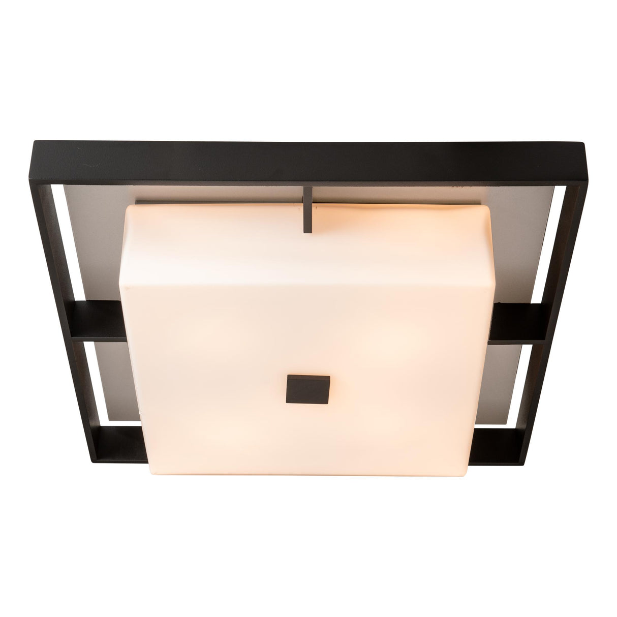 Hubbardton Forge 2024 Coastal Black Coastal Dark Smoke Opal Glass (GG) Shadow Box Large Outdoor Flush Mount