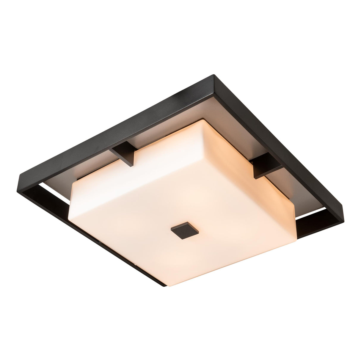 Hubbardton Forge 2024 Coastal Black Coastal Dark Smoke Opal Glass (GG) Shadow Box Large Outdoor Flush Mount