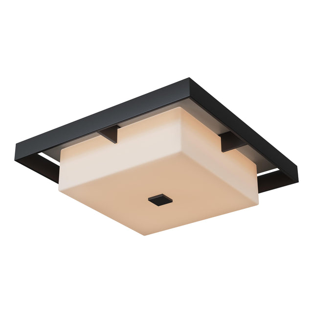 Hubbardton Forge 2024 Coastal Black Coastal Burnished Steel Opal Glass (GG) Shadow Box Large Outdoor Flush Mount
